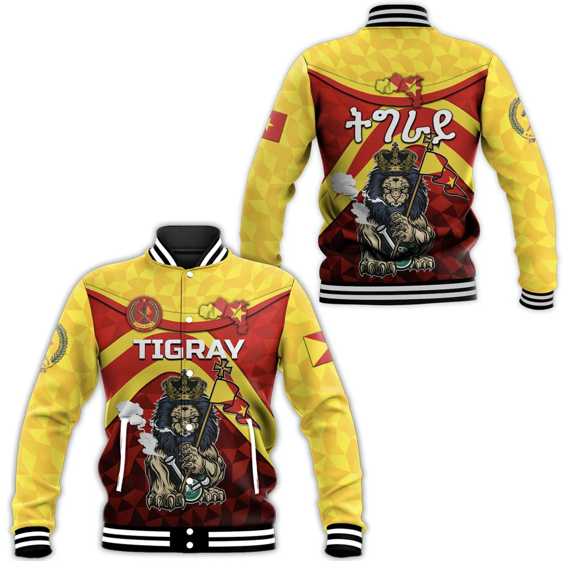 Africa Jacket - Tigray Vibes Version - Powerful Lion Baseball Jacket