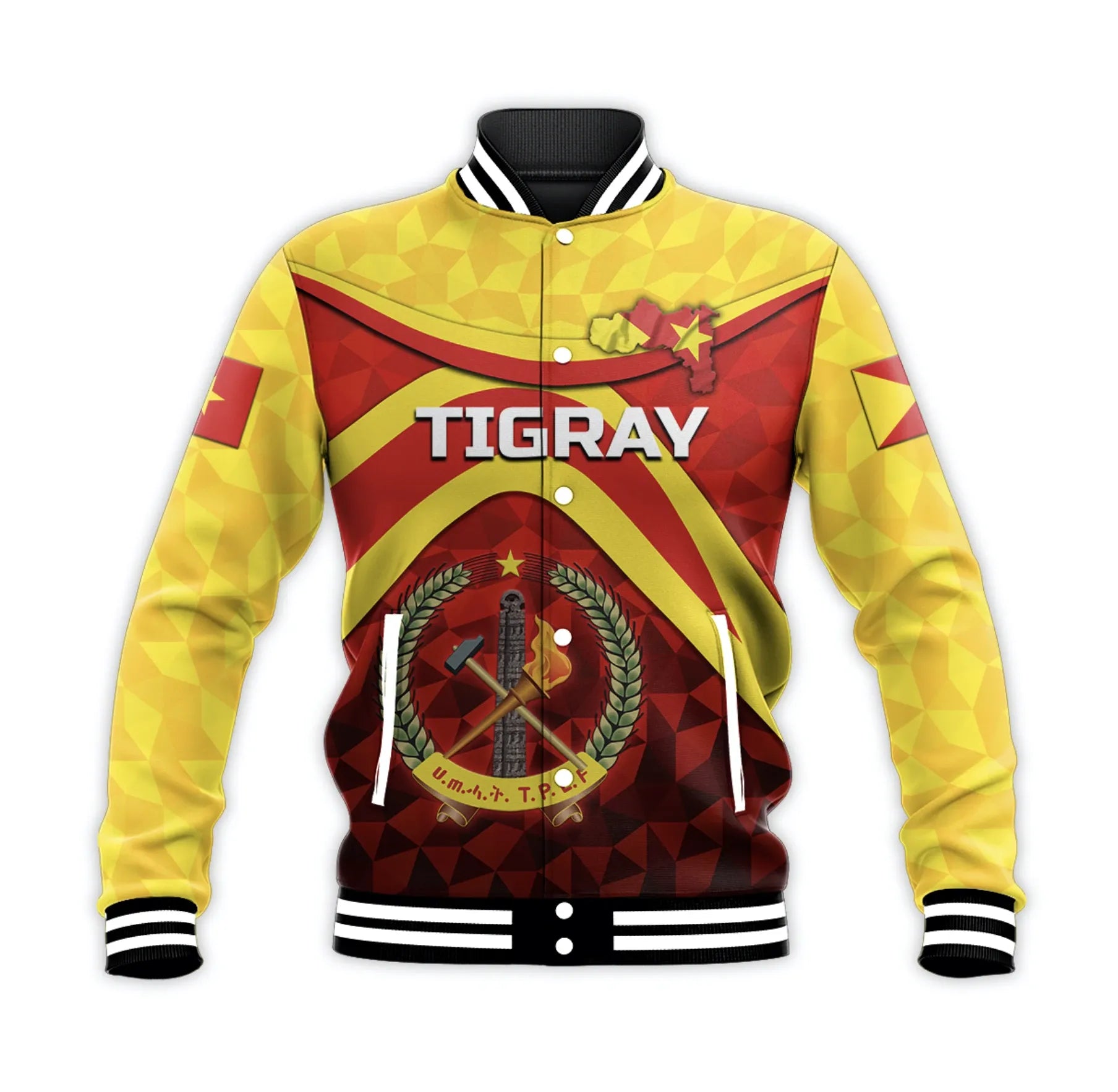 Africa Jacket - Tigray Vibes Version - Coat Of Arms Baseball Jacket