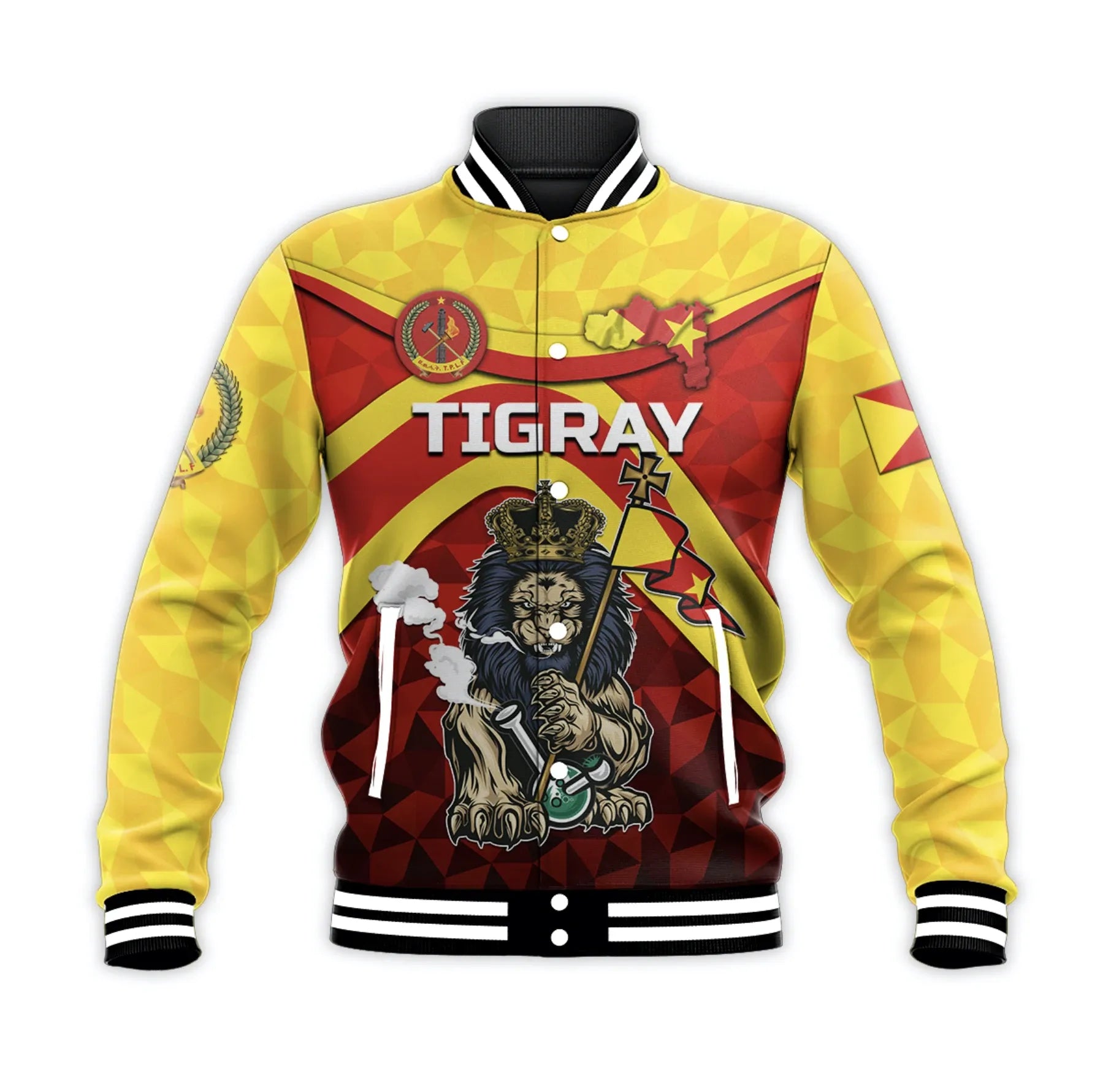 Africa Jacket - Tigray Vibes Version - Powerful Lion Baseball Jacket