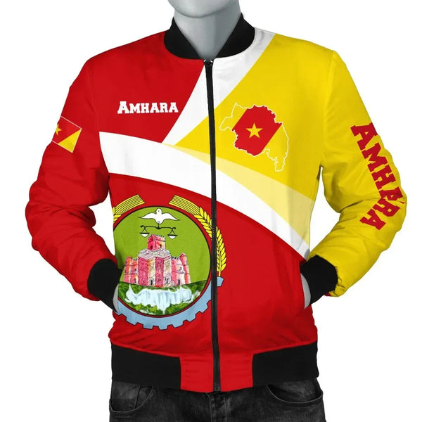 Amhara Flag Maps Red Bomber Jacket