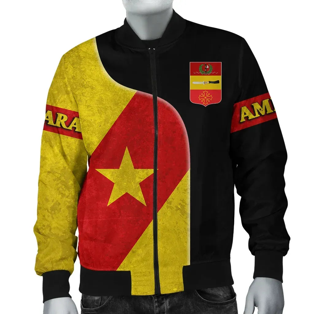 Amhara Flag Coat Of Arms  Bomber Jacket