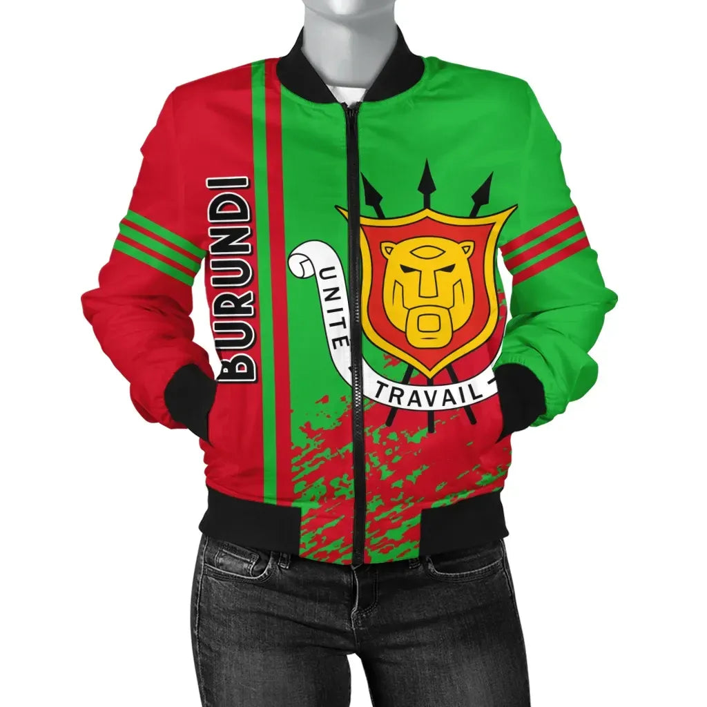 Burundi Bomber Jacket Quarter Style