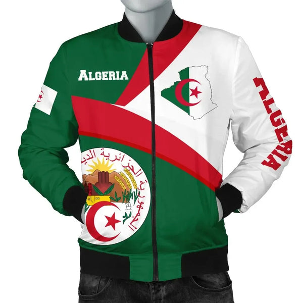 Algeria Flag Maps Green Bomber Jacket