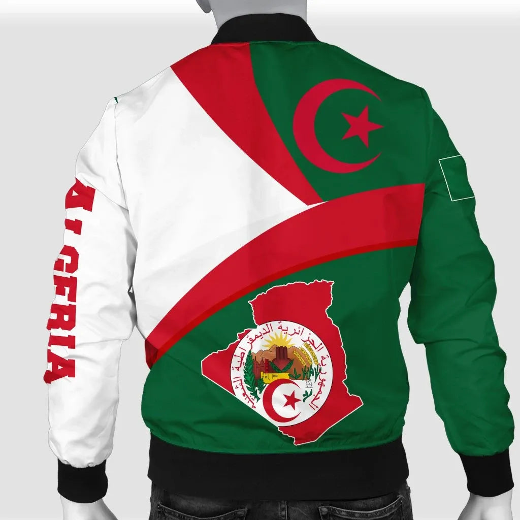 Algeria Flag Maps Green Bomber Jacket