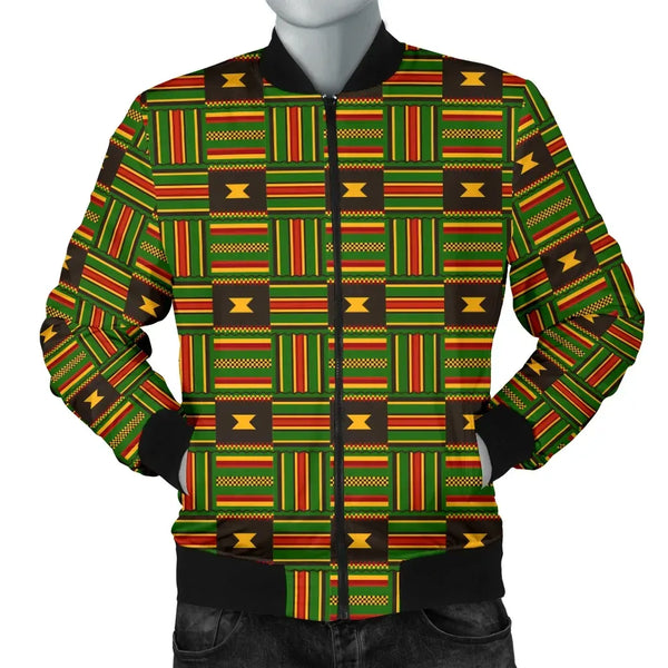 Kente Cloth - Ghanaian Pattern Bomber Jacket JR