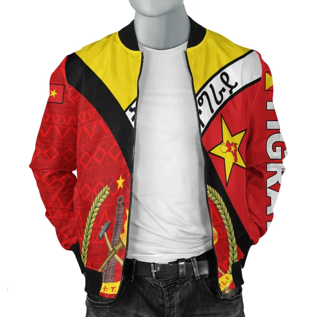 Tigray Coat Of Arms With Africa Pattern Bomber Jacket