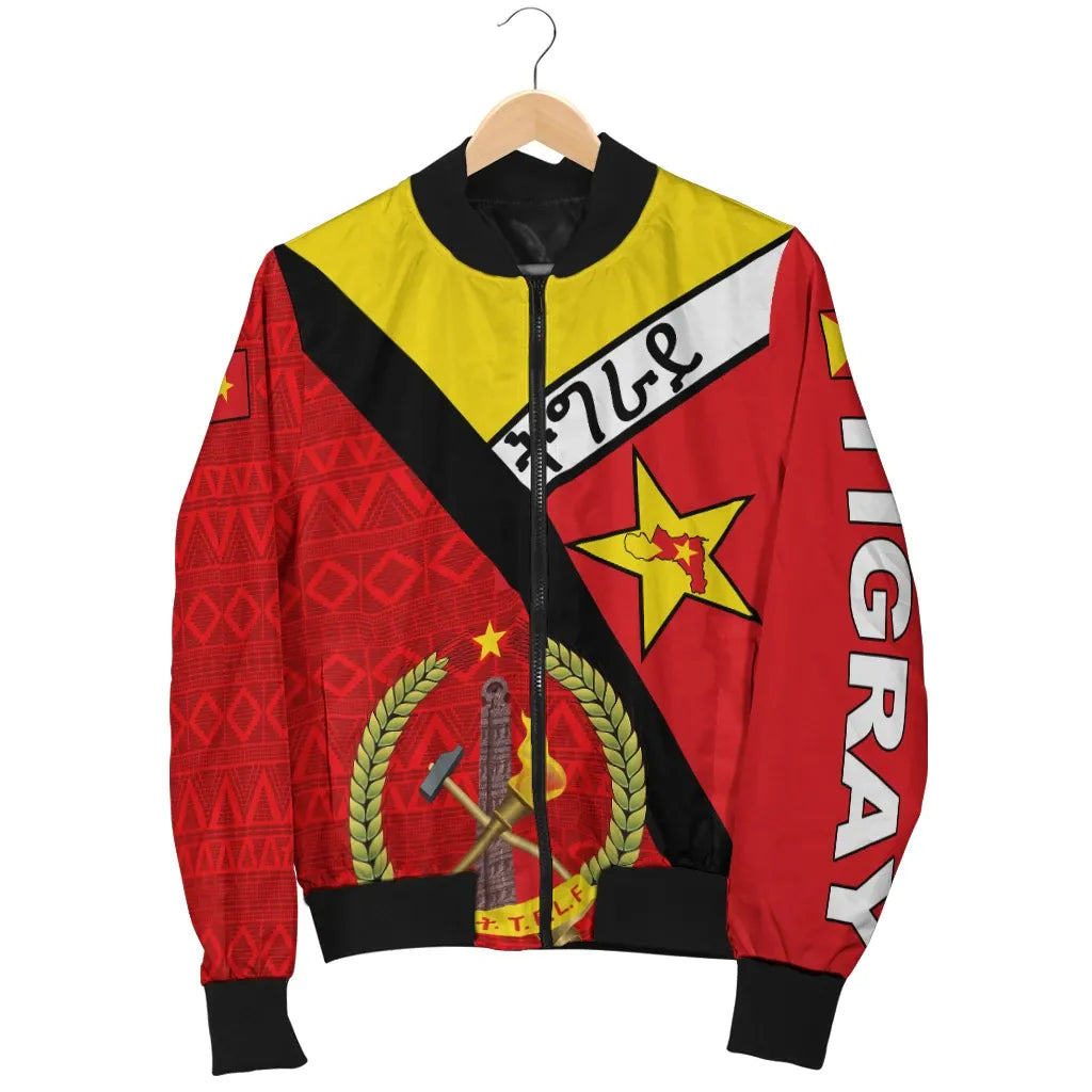 Tigray Coat Of Arms With Africa Pattern Bomber Jacket