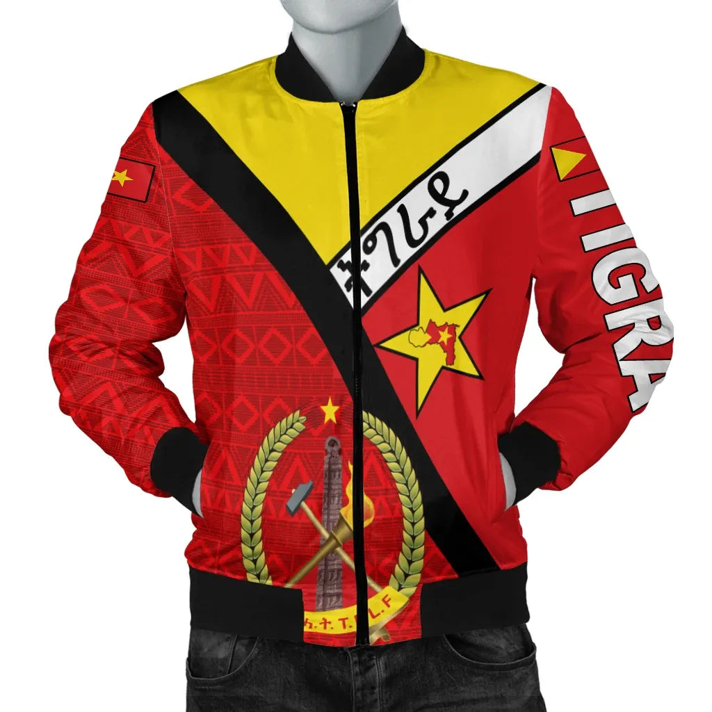 Tigray Coat Of Arms With Africa Pattern Bomber Jacket