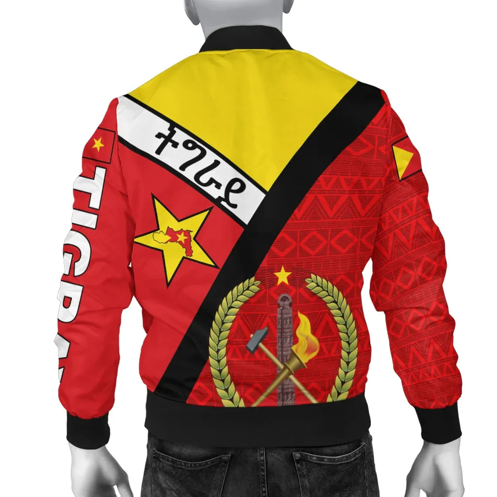 Tigray Coat Of Arms With Africa Pattern Bomber Jacket