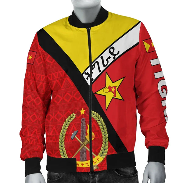 Tigray Coat Of Arms With Africa Pattern Bomber Jacket