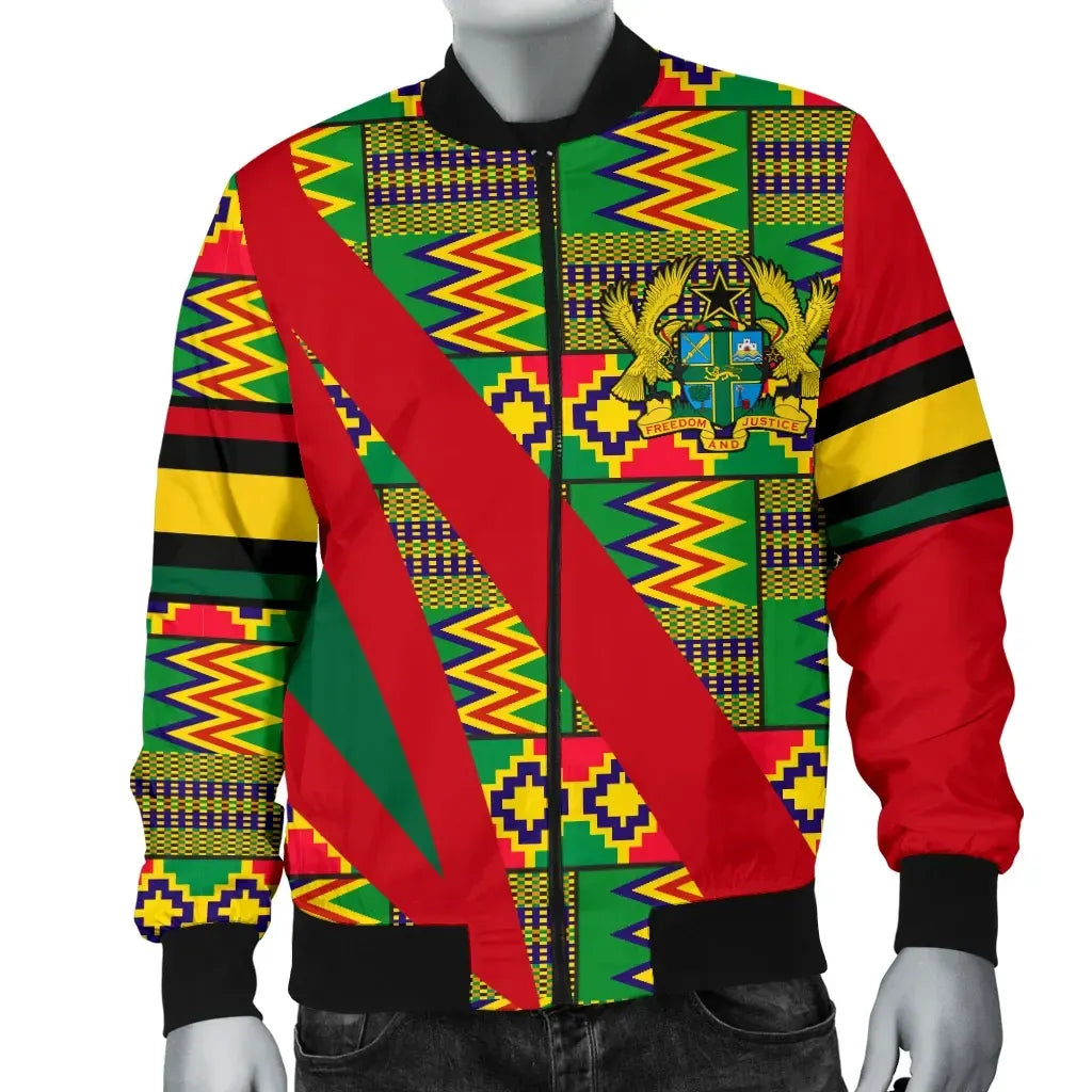 Africa Zone Bomber - Ghana Kente Men's Bomber Jacket - Fast Style