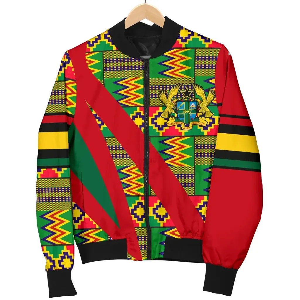 Africa Zone Bomber - Ghana Kente Men's Bomber Jacket - Fast Style