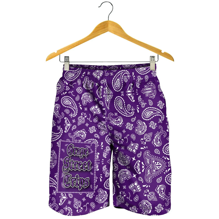 Grape Street Crips Gang Sign - Men's Shorts Purple Bandana