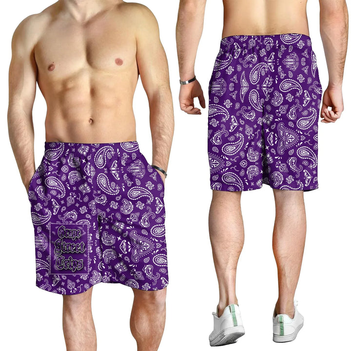 Grape Street Crips Gang Sign - Men's Shorts Purple Bandana