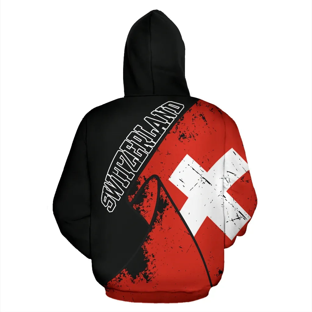 Switzerland Special Grunge Flag Pullover Hoodie