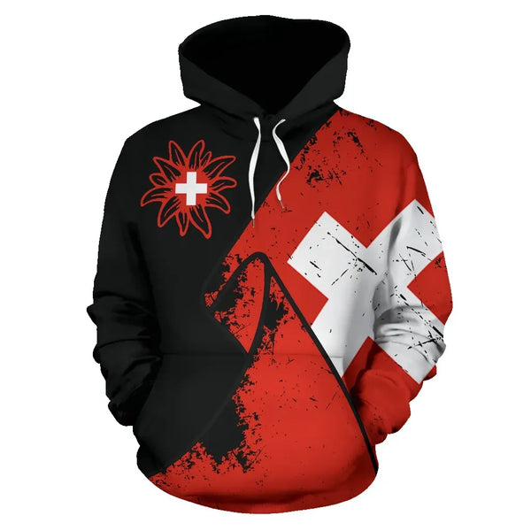 Switzerland Special Grunge Flag Pullover Hoodie