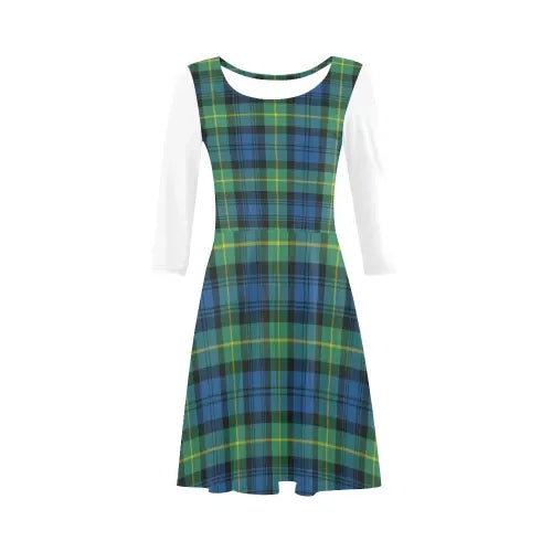 Gordon Ancient Tartan Plaid 3/4 Sleeve Sundress