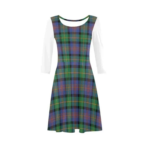 Logan Ancient  Tartan Plaid 3/4 Sleeve Sundress