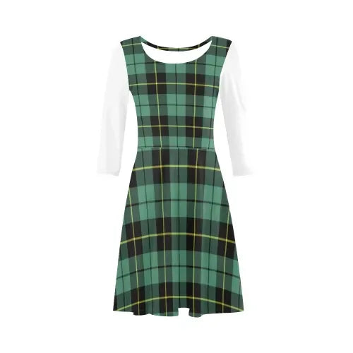 Wallace Hunting Ancient Tartan Plaid 3/4 Sleeve Sundress