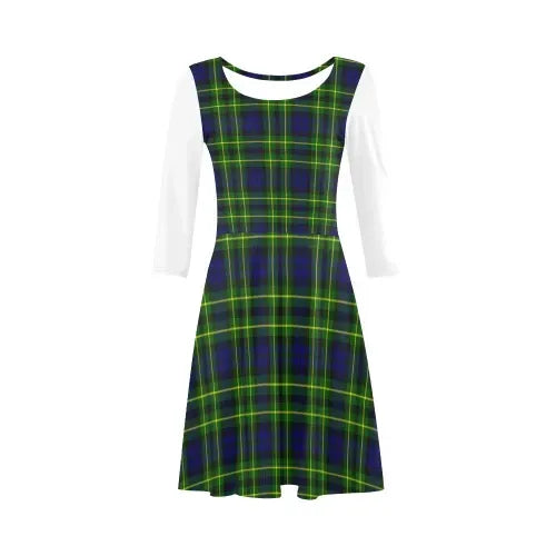 Campbell of Breadalbane Modern Tartan Plaid 3/4 Sleeve Sundress