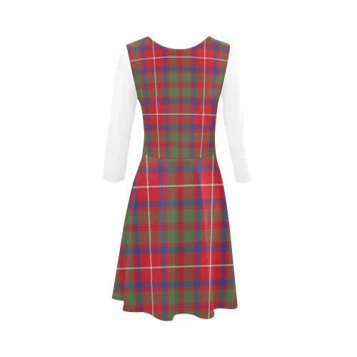 Shaw Red Modern Tartan Plaid 3/4 Sleeve Sundress