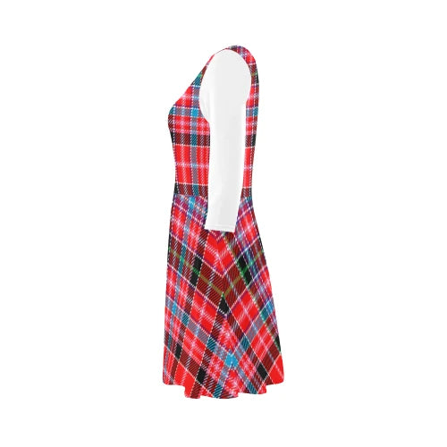 Aberdeen District Tartan Plaid 3/4 Sleeve Sundress