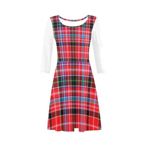 Aberdeen District Tartan Plaid 3/4 Sleeve Sundress