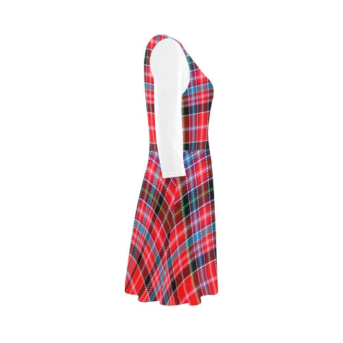 Aberdeen District Tartan Plaid 3/4 Sleeve Sundress