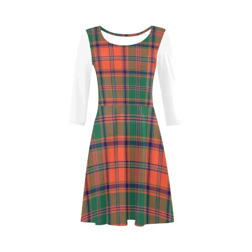 Stewart of Appin Ancient Tartan Plaid 3/4 Sleeve Sundress