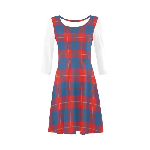 Galloway Red Tartan Plaid 3/4 Sleeve Sundress