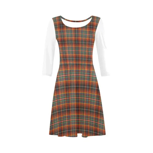 Innes Ancient  Tartan Plaid 3/4 Sleeve Sundress