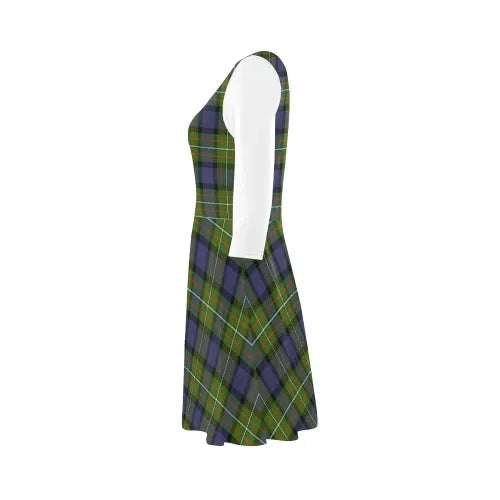 Fergusson Modern Tartan Plaid 3/4 Sleeve Sundress