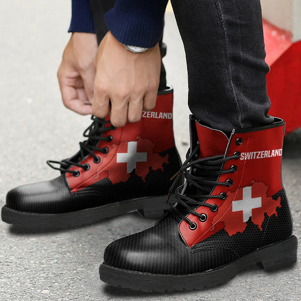 Switzerland Map Special Leather Boots