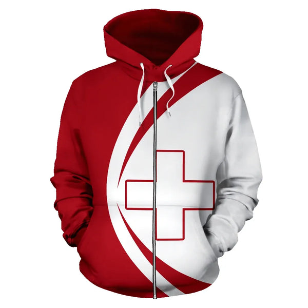 Switzerland Zip Up Hoodie Circle Style