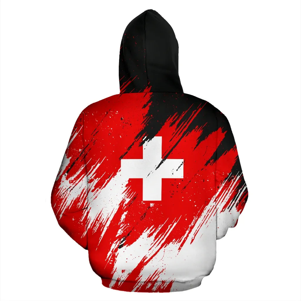 Switzerland Flag Color Painting Zip Up Version