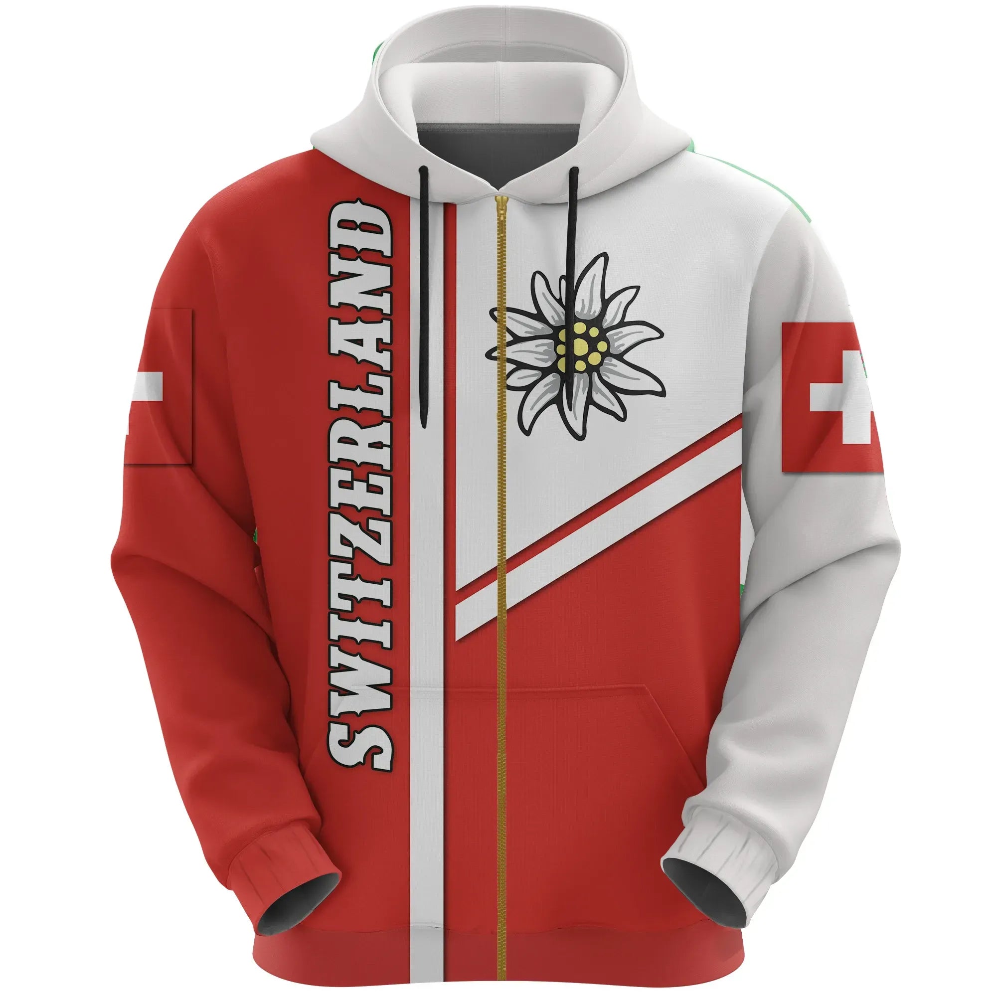 Switzerland Hoodie Zip Streetwear Style