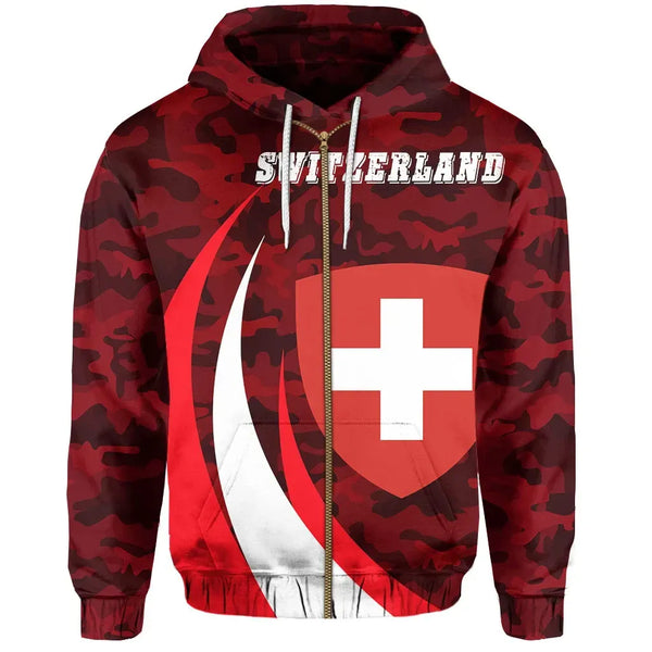 Switzerland Camouflage Zipper Hoodie