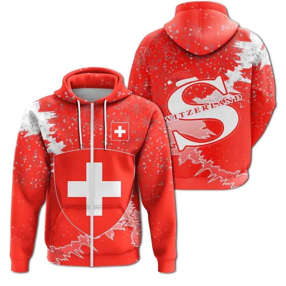 Switzerland Christmas Coat Of Arms Zip Up Hoodie X Style