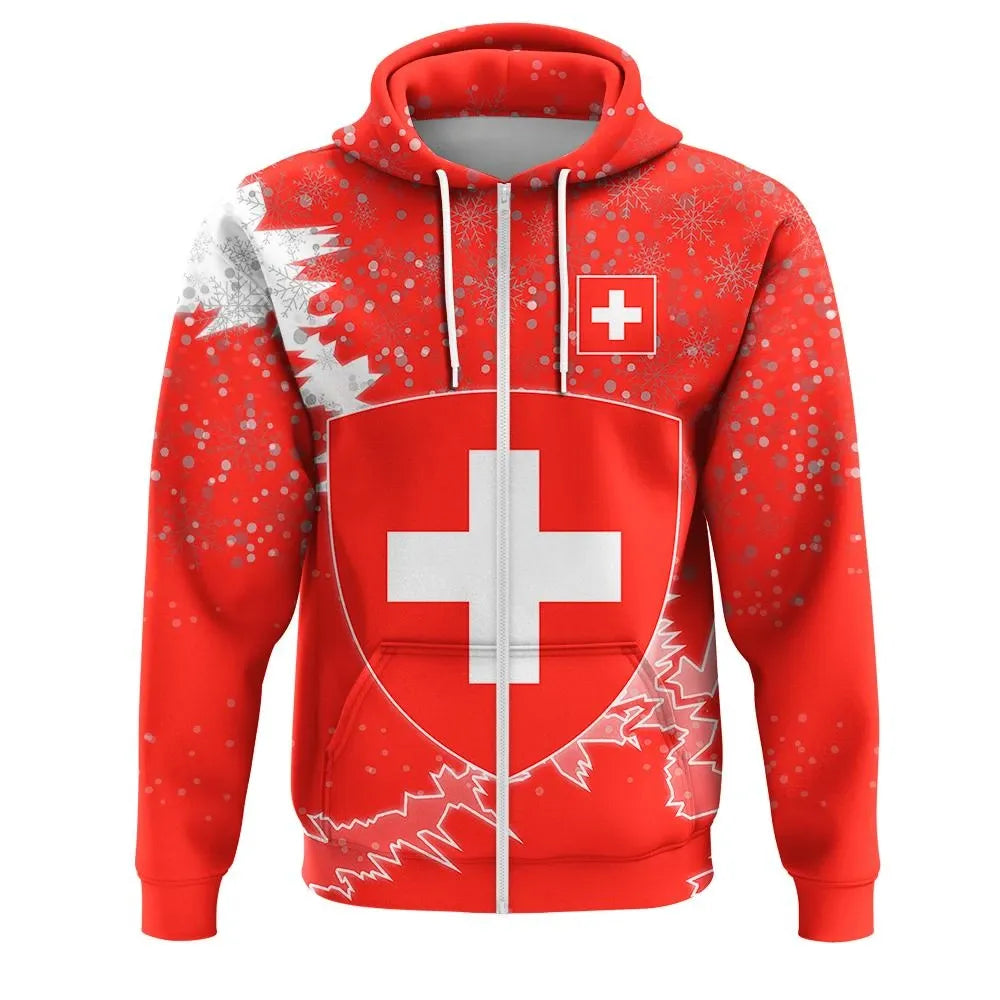 Switzerland Christmas Coat Of Arms Zip Up Hoodie X Style