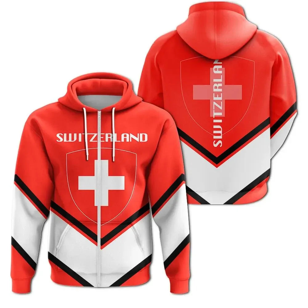 Switzerland Coat Of Arms Zip Hoodie Lucian Style