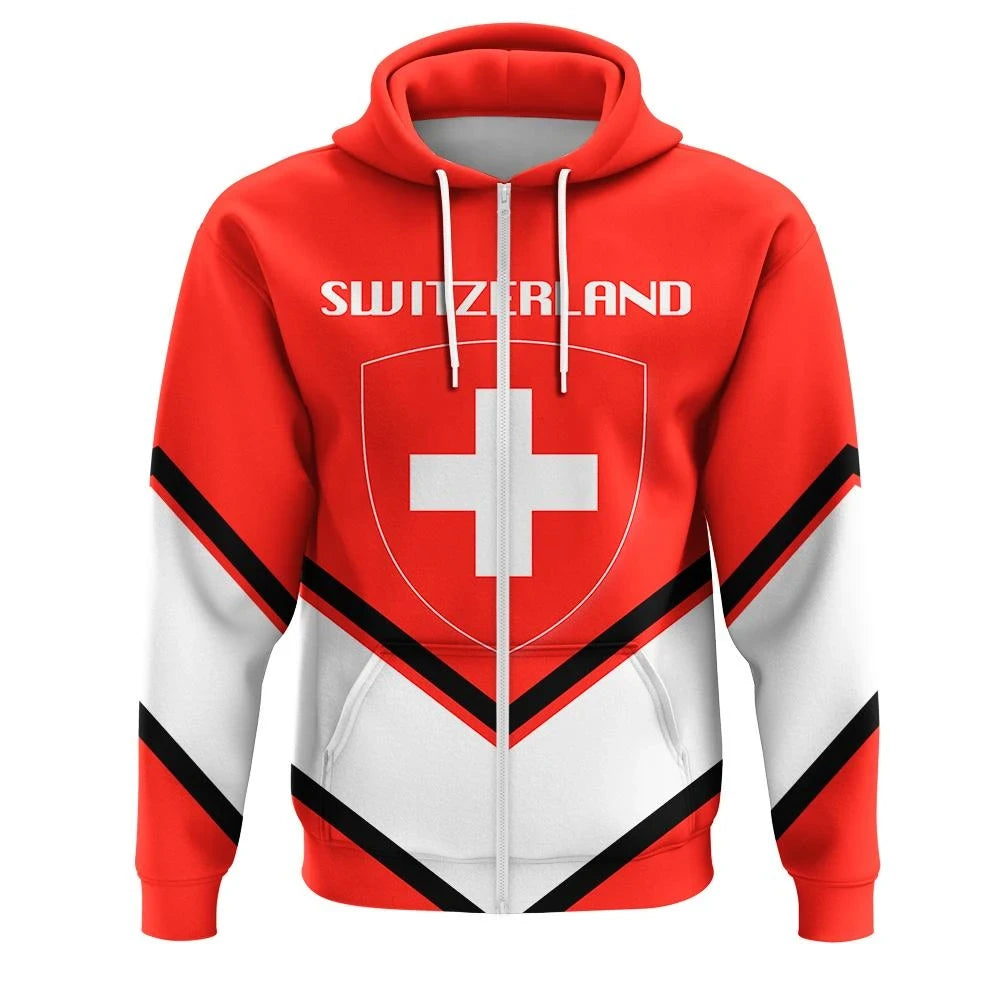 Switzerland Coat Of Arms Zip Hoodie Lucian Style