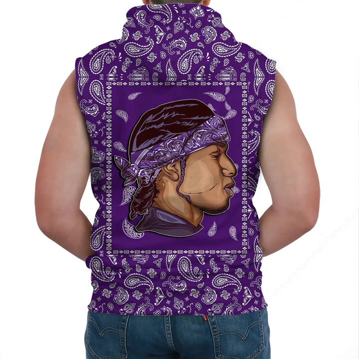 Grape Street Crips Gang Sign Sleeveless Hoodie - Purple Bandana