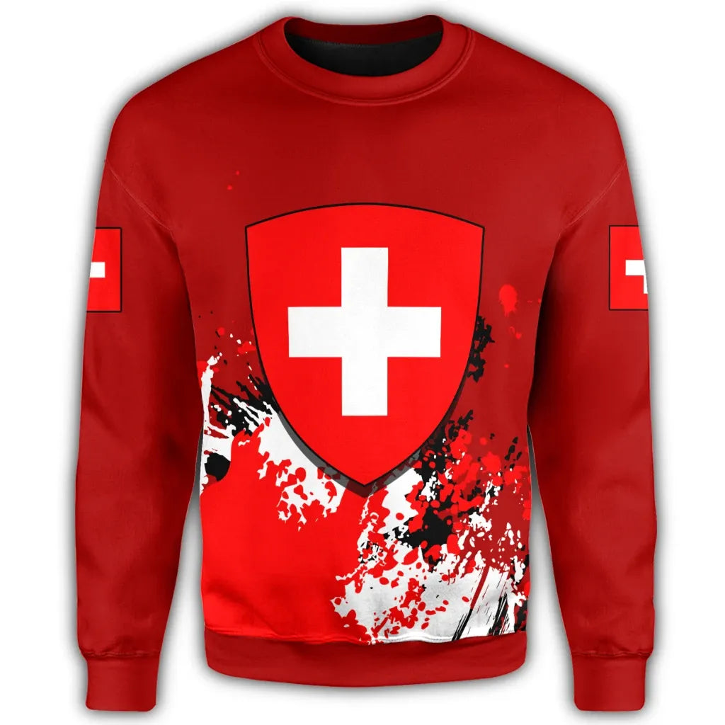 Switzerland Coat Of Arms Sweatshirt Spaint Style