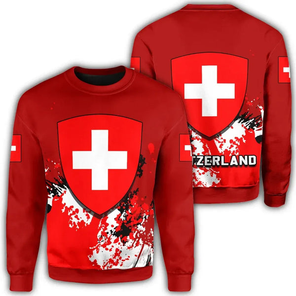 Switzerland Coat Of Arms Sweatshirt Spaint Style