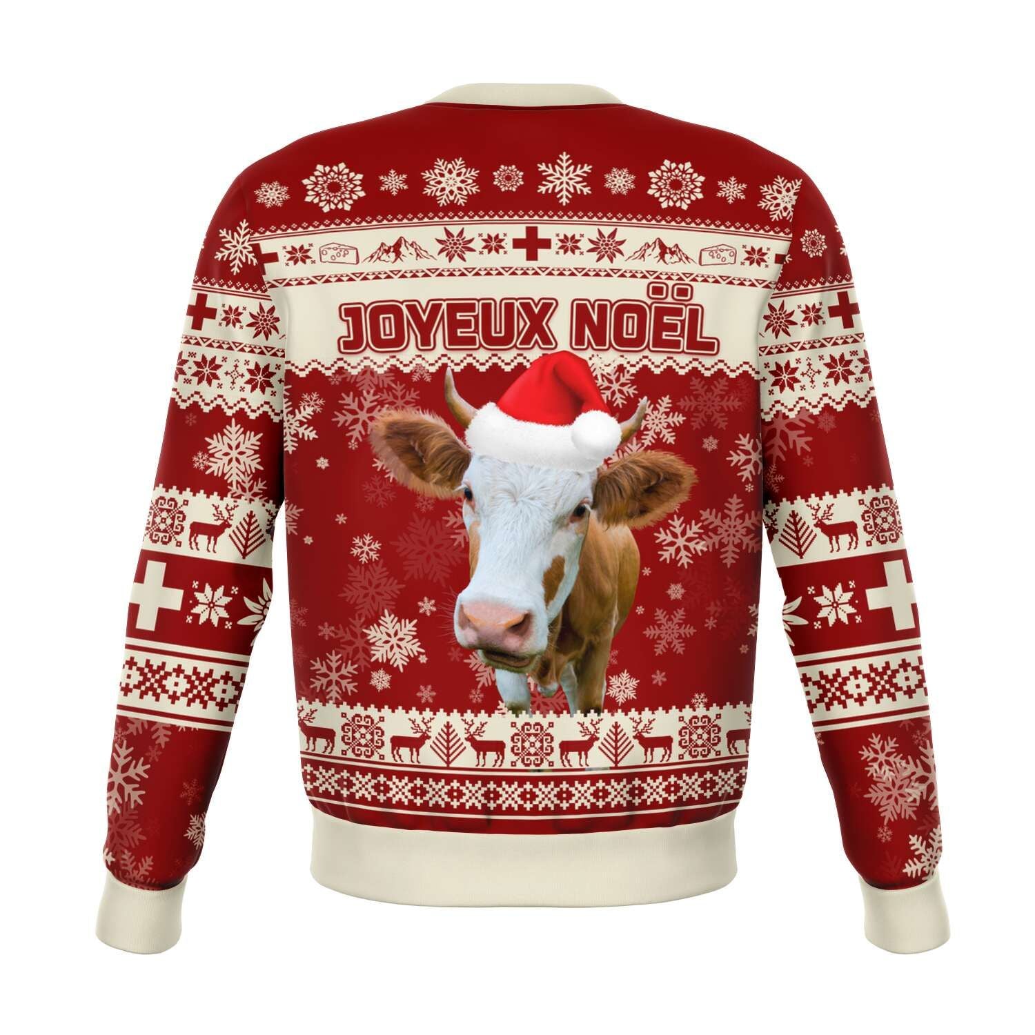 Switzerland Christmas Sweatshirt Swiss Cow Red