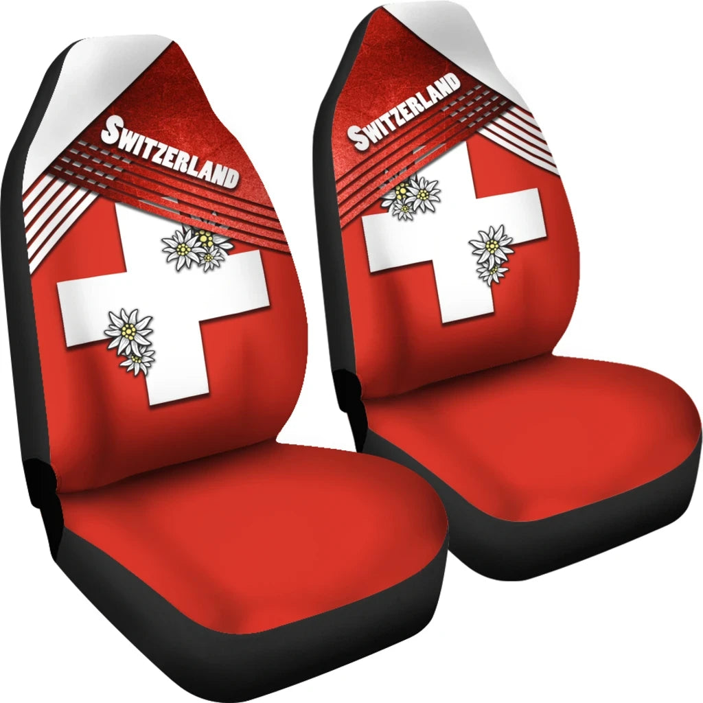 Switzerland Car Seat Covers Coat Of Arms With Edelweiss