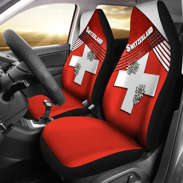 Switzerland Car Seat Covers Coat Of Arms With Edelweiss