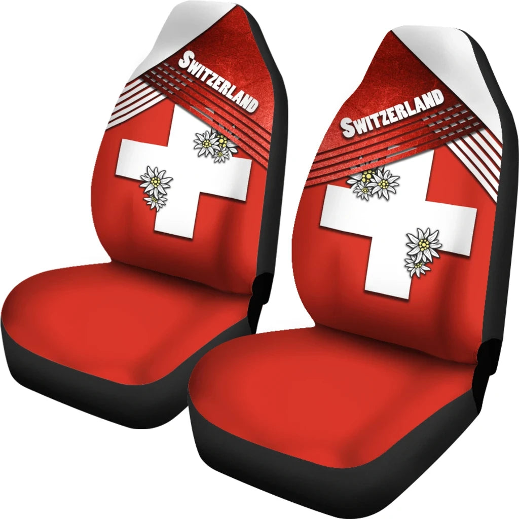 Switzerland Car Seat Covers Coat Of Arms With Edelweiss