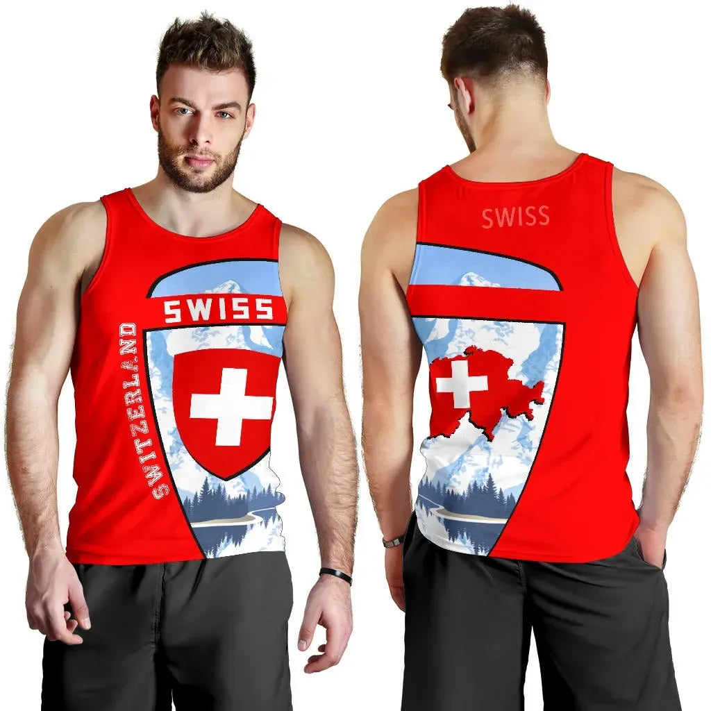 Switzerland Map Sport Men Tank Top Premium Ver 2 Style