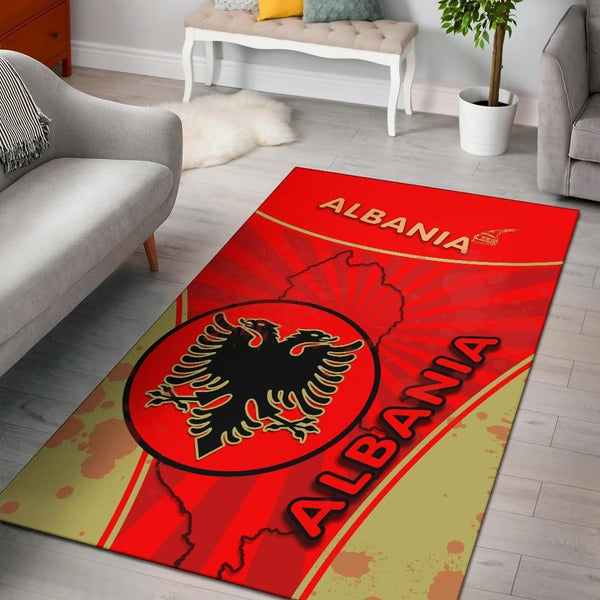 Albania Area Rug Circle Stripes Flag Version